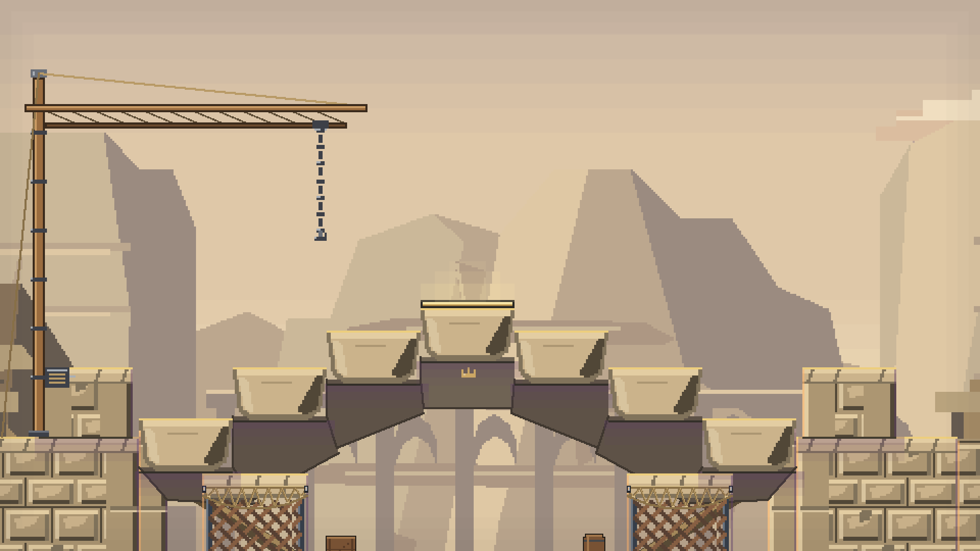 In-game environment render of The Arch, a sandstone quarry arena